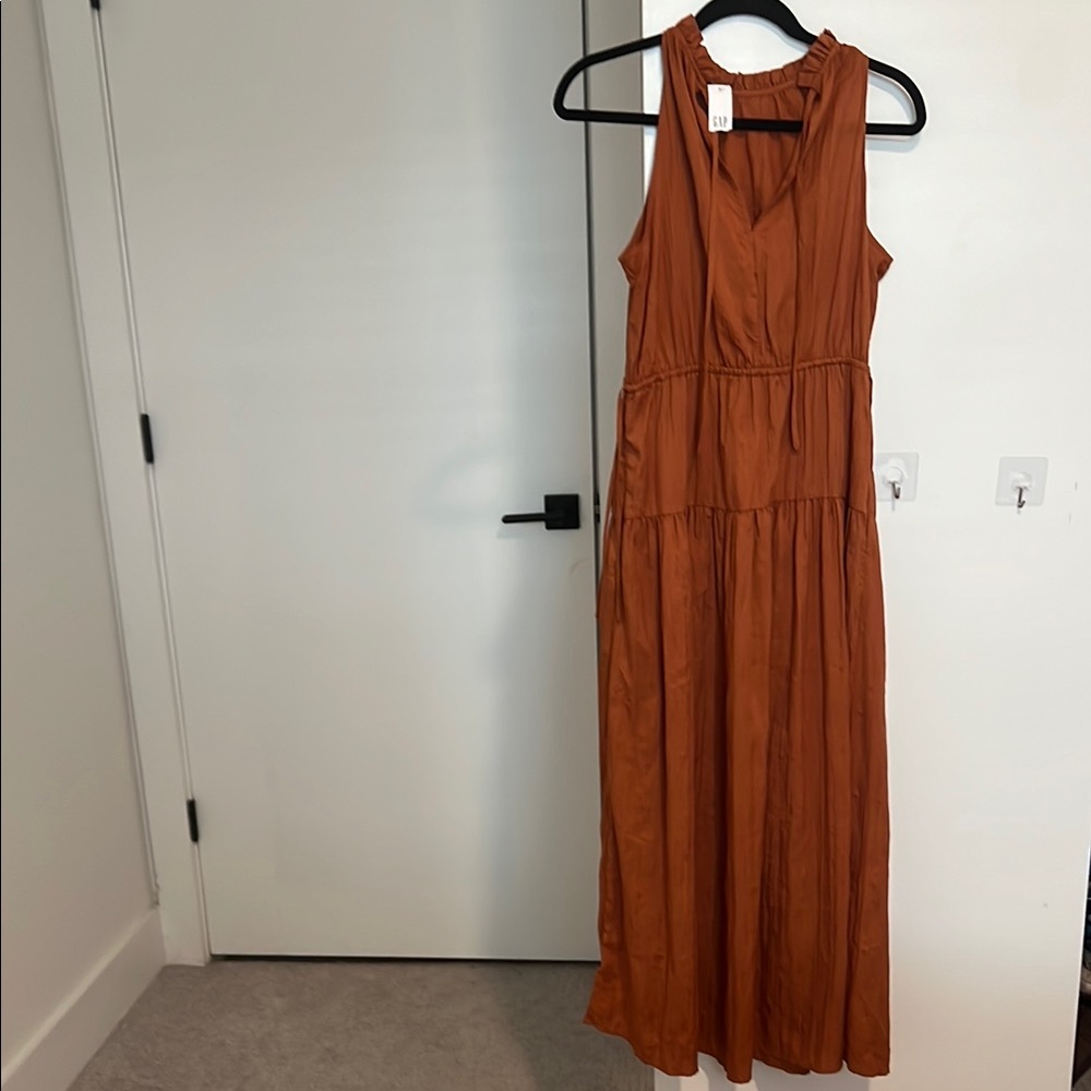 GAP Orange Buttoned Halter Maxi Sundress